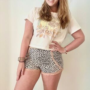 Victorias Secret S Metallic Leopard Lace Sleep Shorts Lounge Lingerie Pajama Y2K